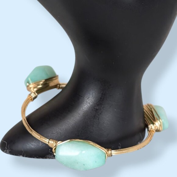 Bohemian Wire Wrapped Aqua-Tone Stone Bracelet - Picture 1 of 5